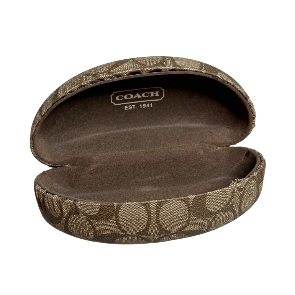 Coach Signature C Clamshell Glasses Case Khaki Brown Designer Vintage Y2K